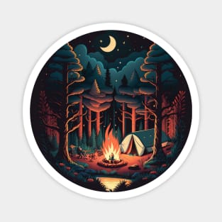 Camping Adventure in the Forest, Campfire Magnet